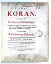 QURAN.  The Koran . . . translated into English immediately from the Original Arabic.  1734